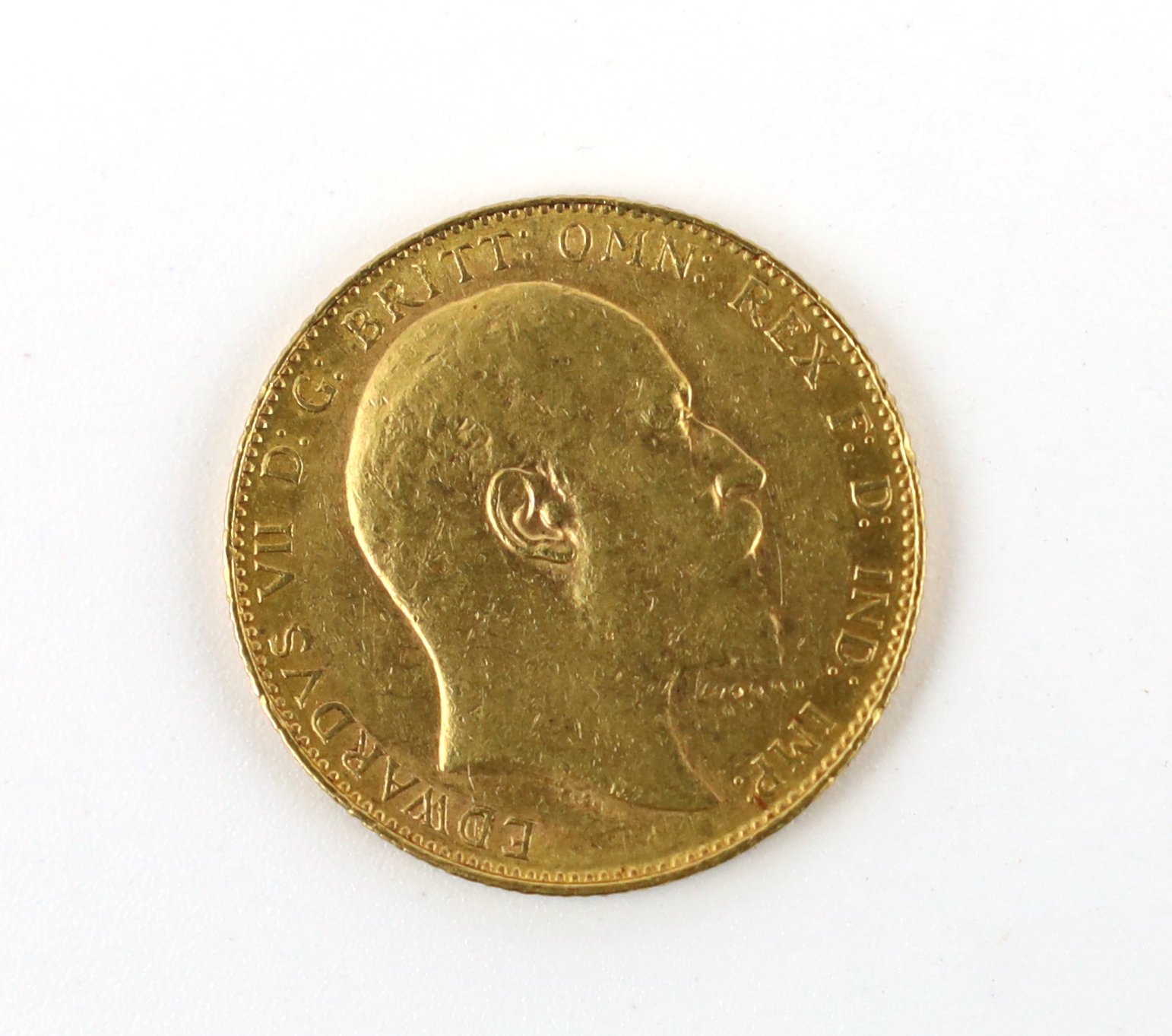 British Gold Coins, Edward VII sovereign 1910C, Ottawa mint, line of minute dents below chin, otherwise about EF (S3970)